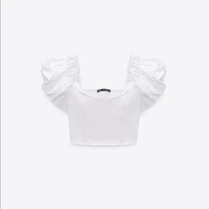 Zara Ruffled Poplin Top